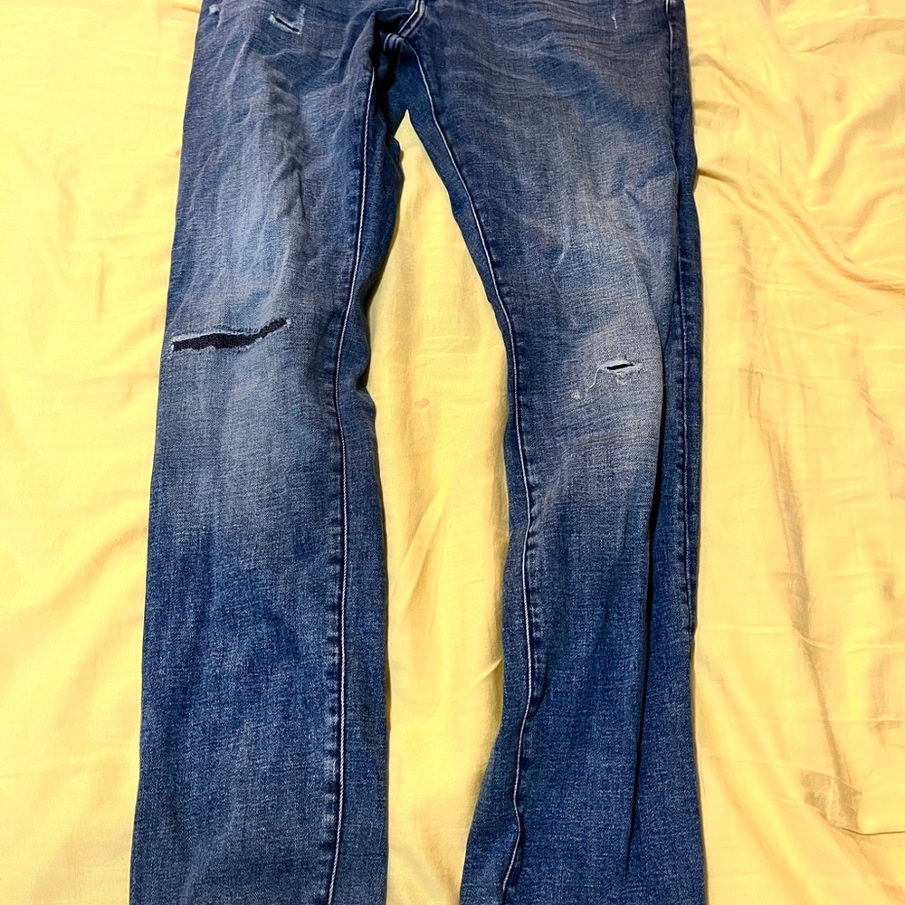 G-Star Distressed Indigo Straight Jeans
